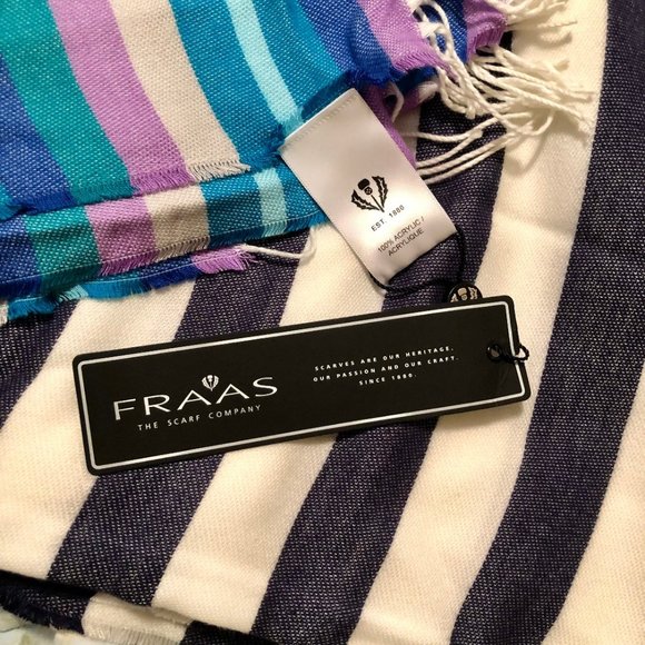 Navy Stripe Lightweight Cashmink Throw | Fraas - Picture 4 of 5